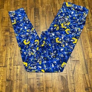 LuLaRoe Blue Yellow Floral One Size Leggings